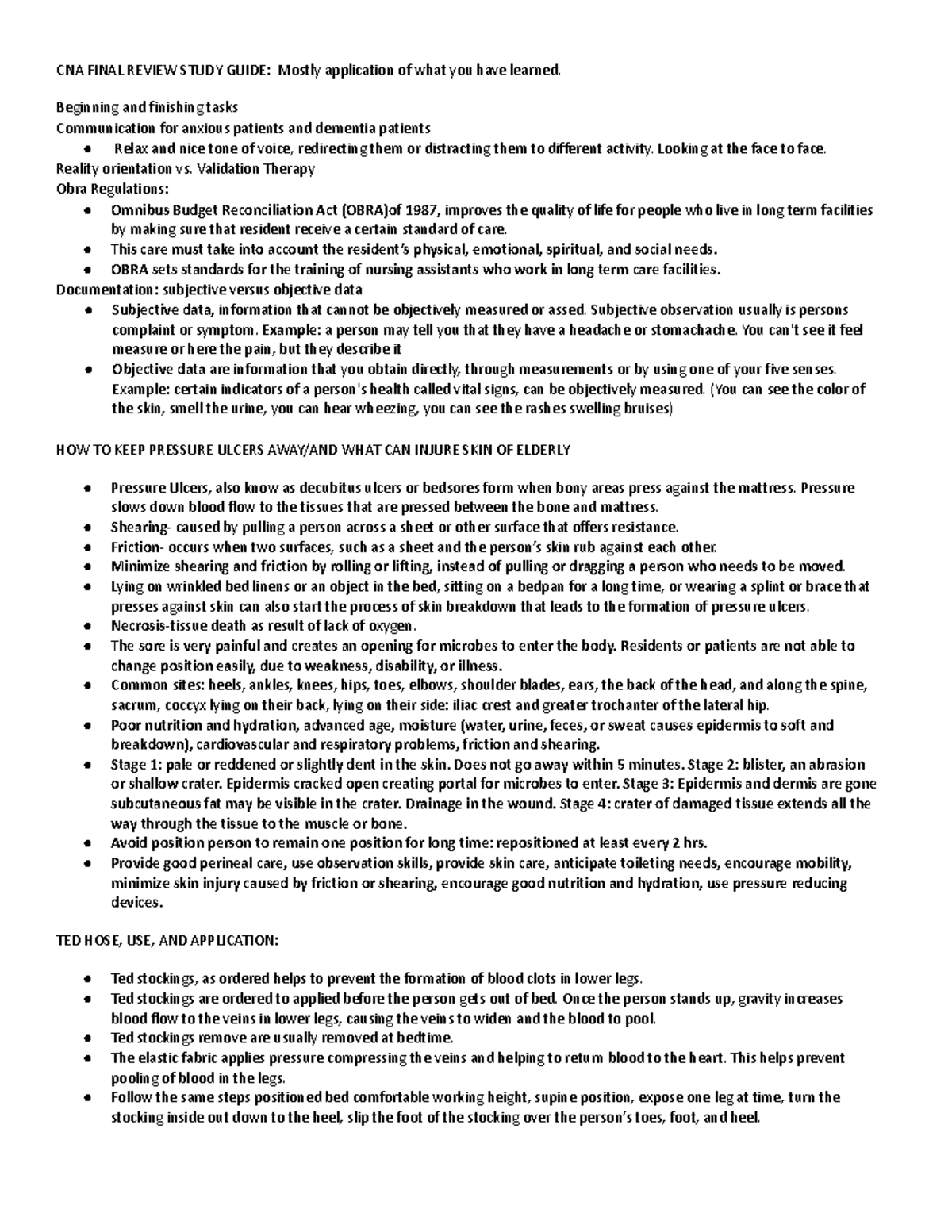 CNA FINAL REVIEW STUDY GUIDE: Essential Techniques & Care Principles ...