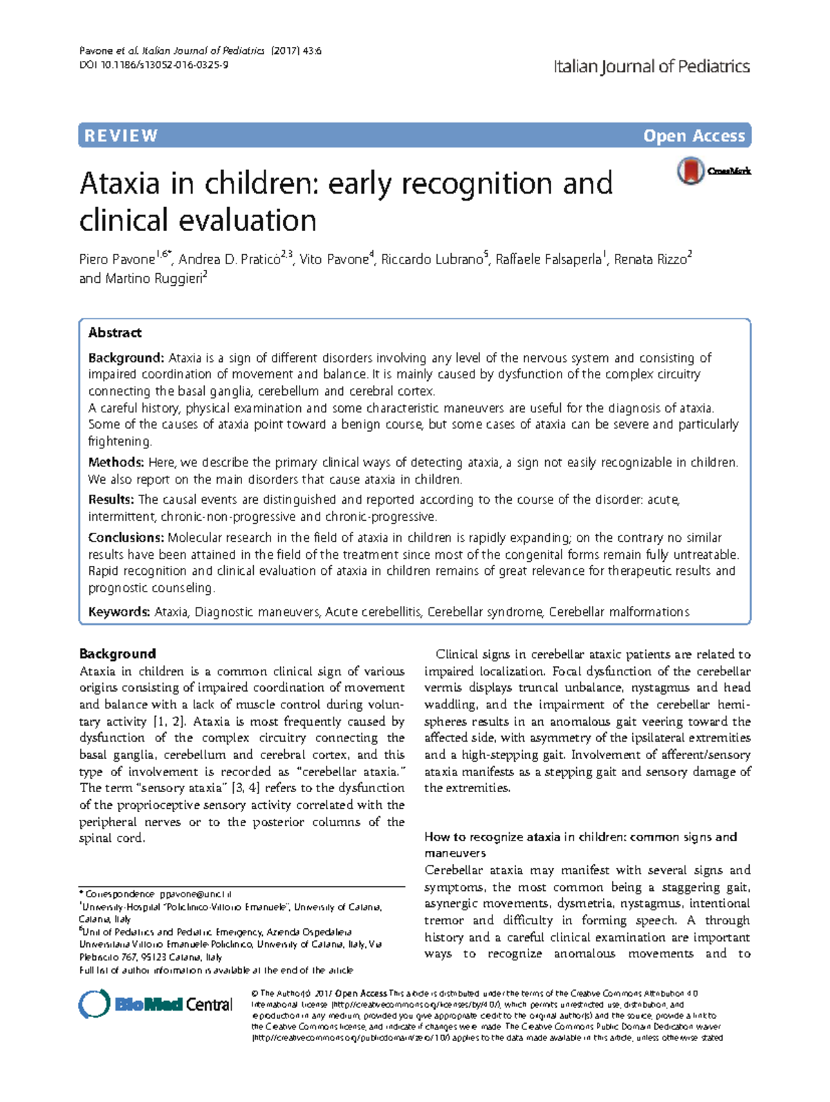 Ataxia in Children: Early Recognition and Clinical Evaluation (2017 ...