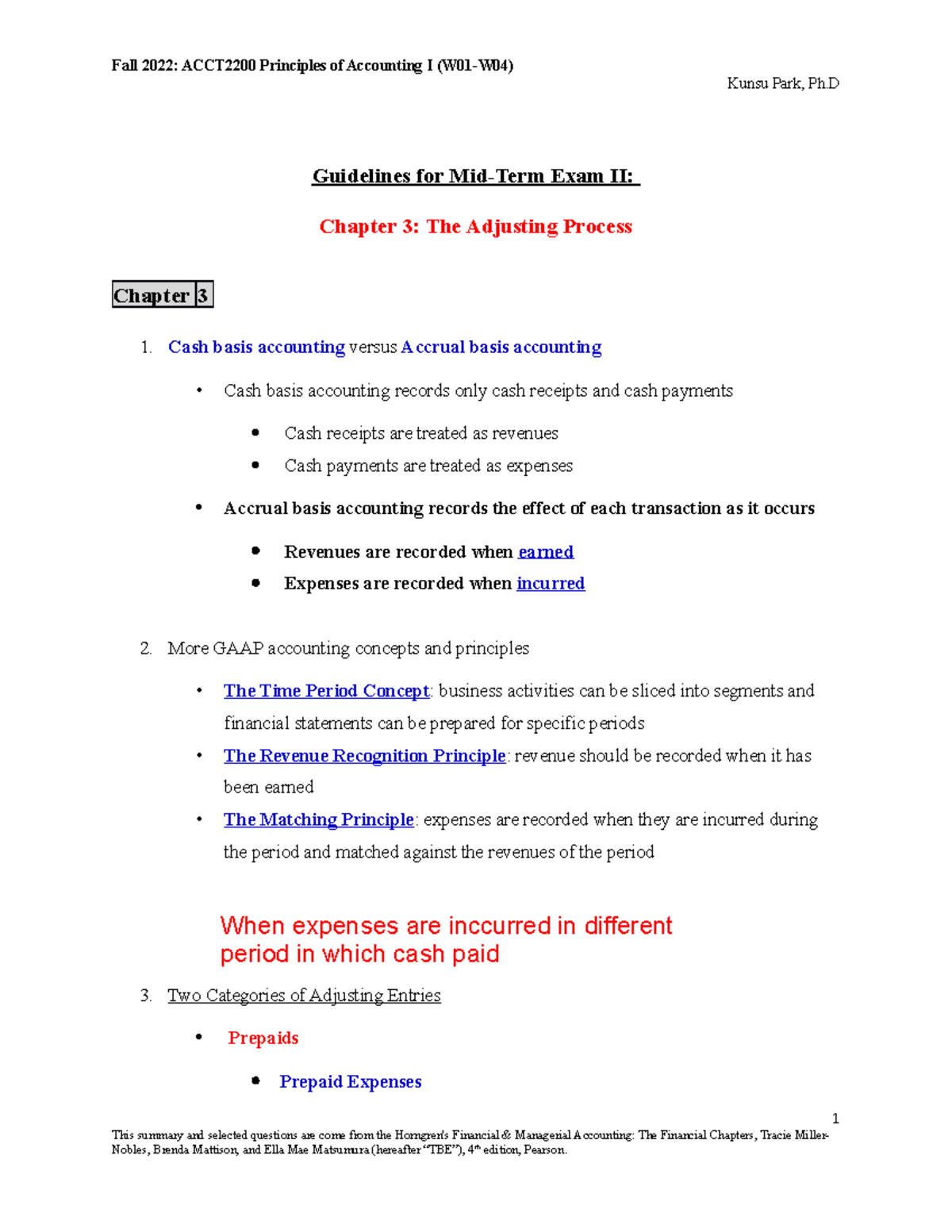 Chapter 3 Summary Notes The Adjusting Process Acc101 Mid Term Studocu