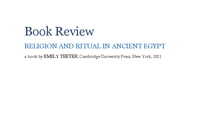 Book Review: Religion and Ritual in Ancient Egypt - M.A. History DSC 1 ...