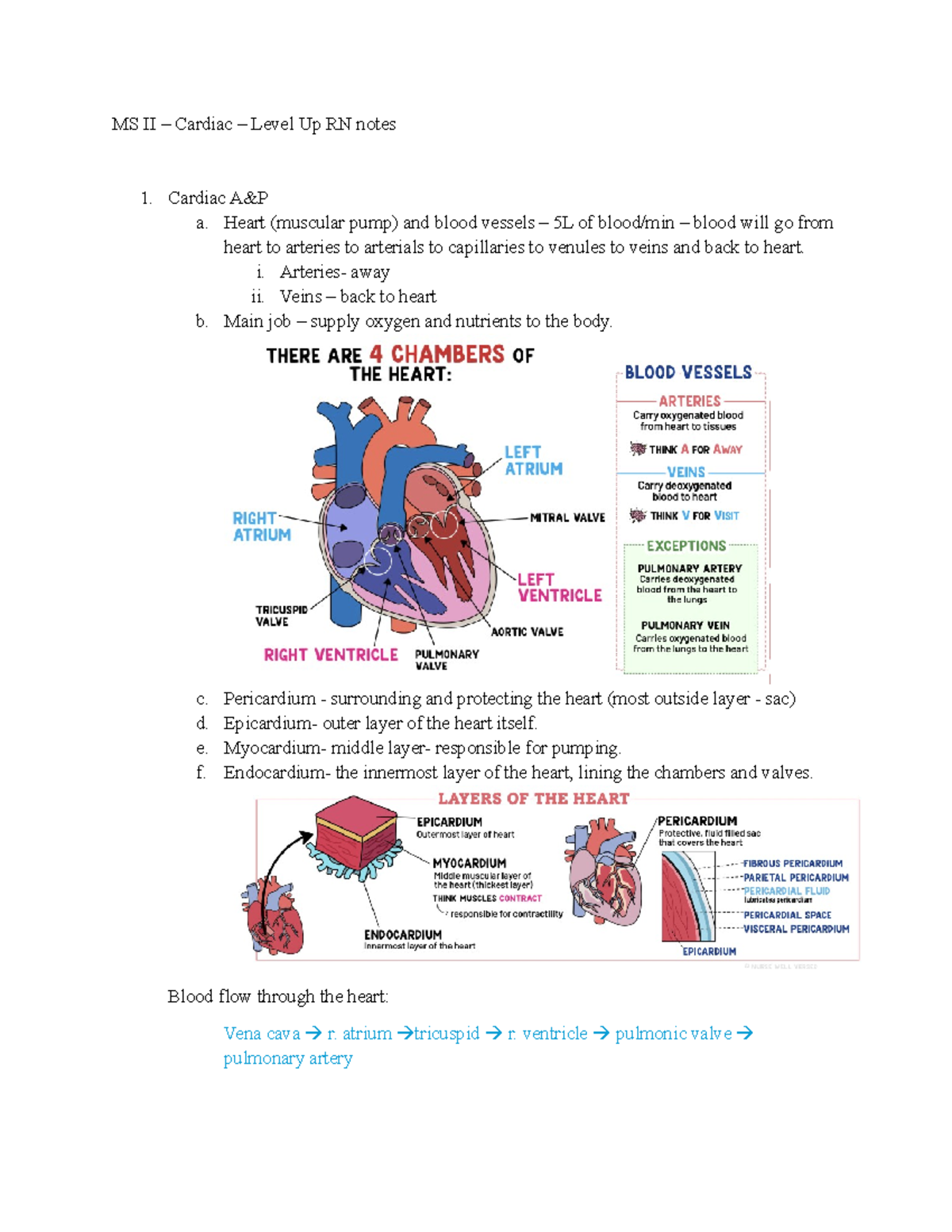 MS II Exam 4 Cardiac Study Guide - MS II – Cardiac – Level Up RN notes ...