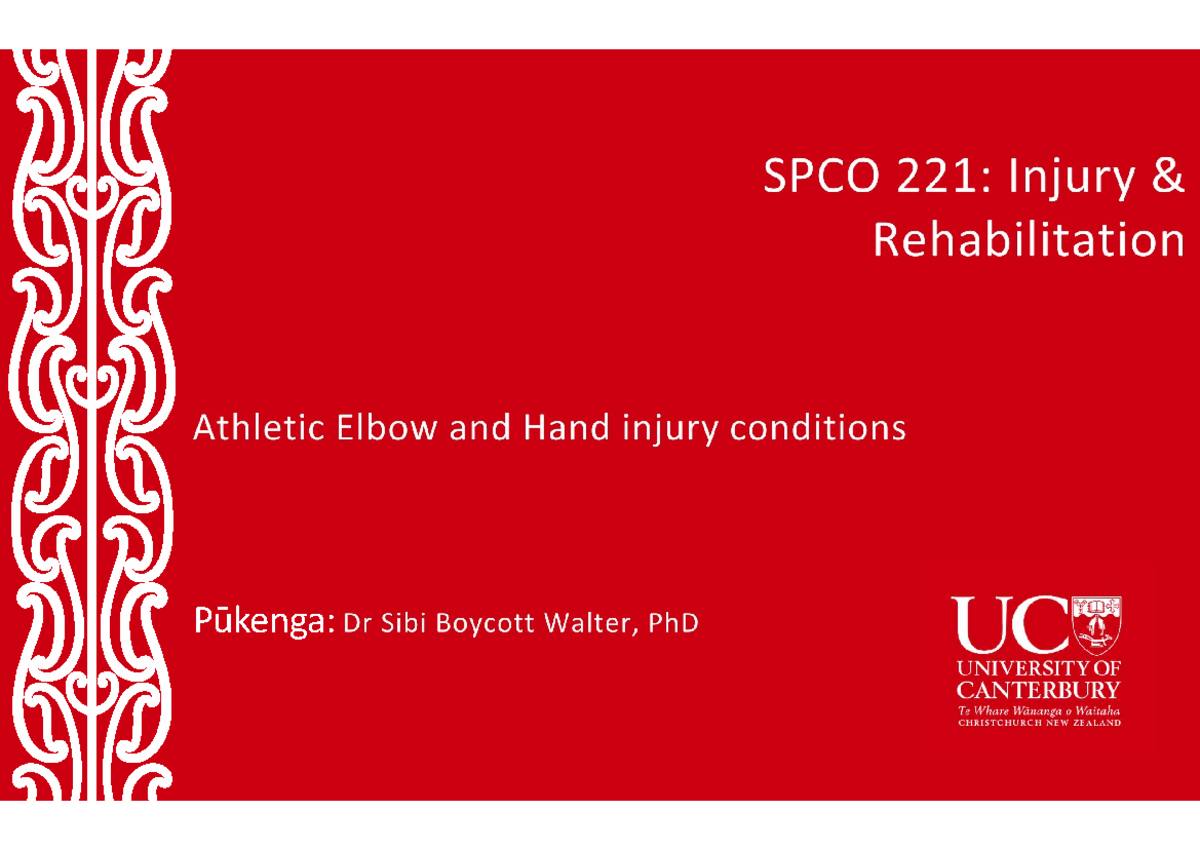Lec 8 - Anatomy and Injuries of the Upper Limb in Sports - Studocu