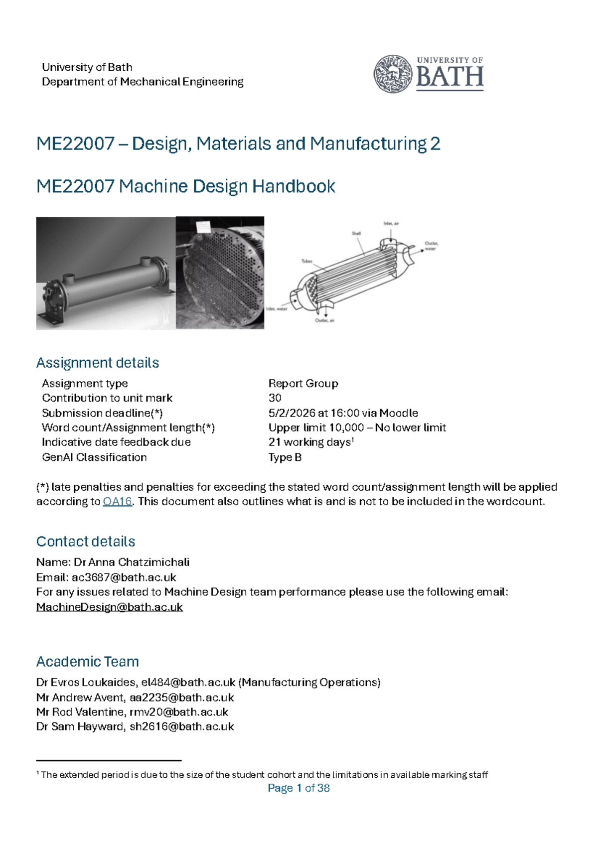 ME22007 Machine Design Handbook: Automated Heat Exchanger Assembly ...