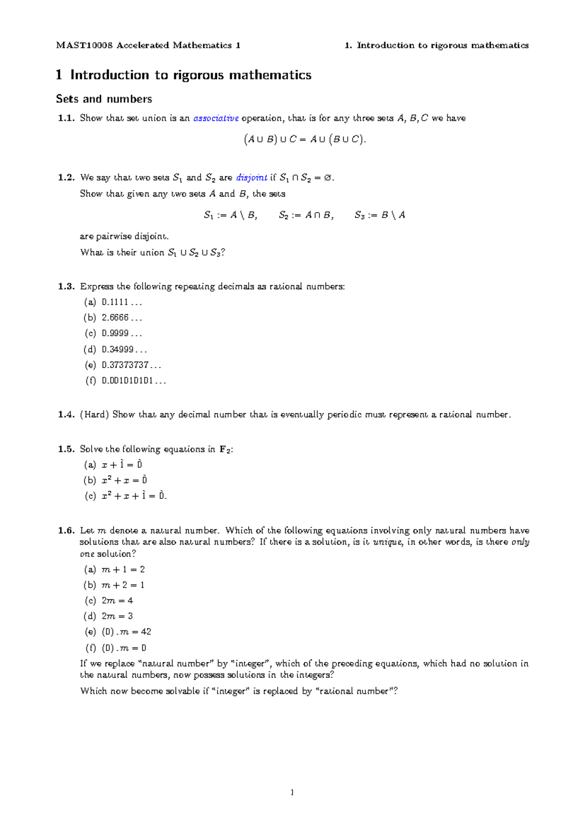 Accelerated Mathematics 1: Introduction to Rigorous Mathematics Notes ...