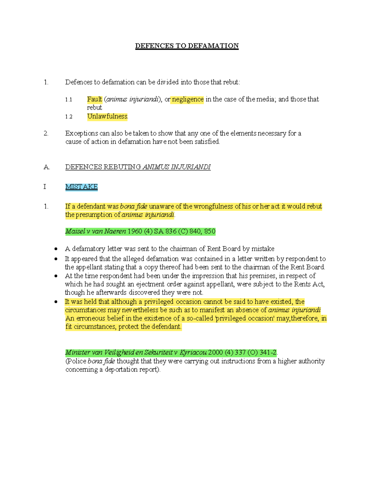 Defences to Defamation: Key Principles and Case Law (Course Code ...