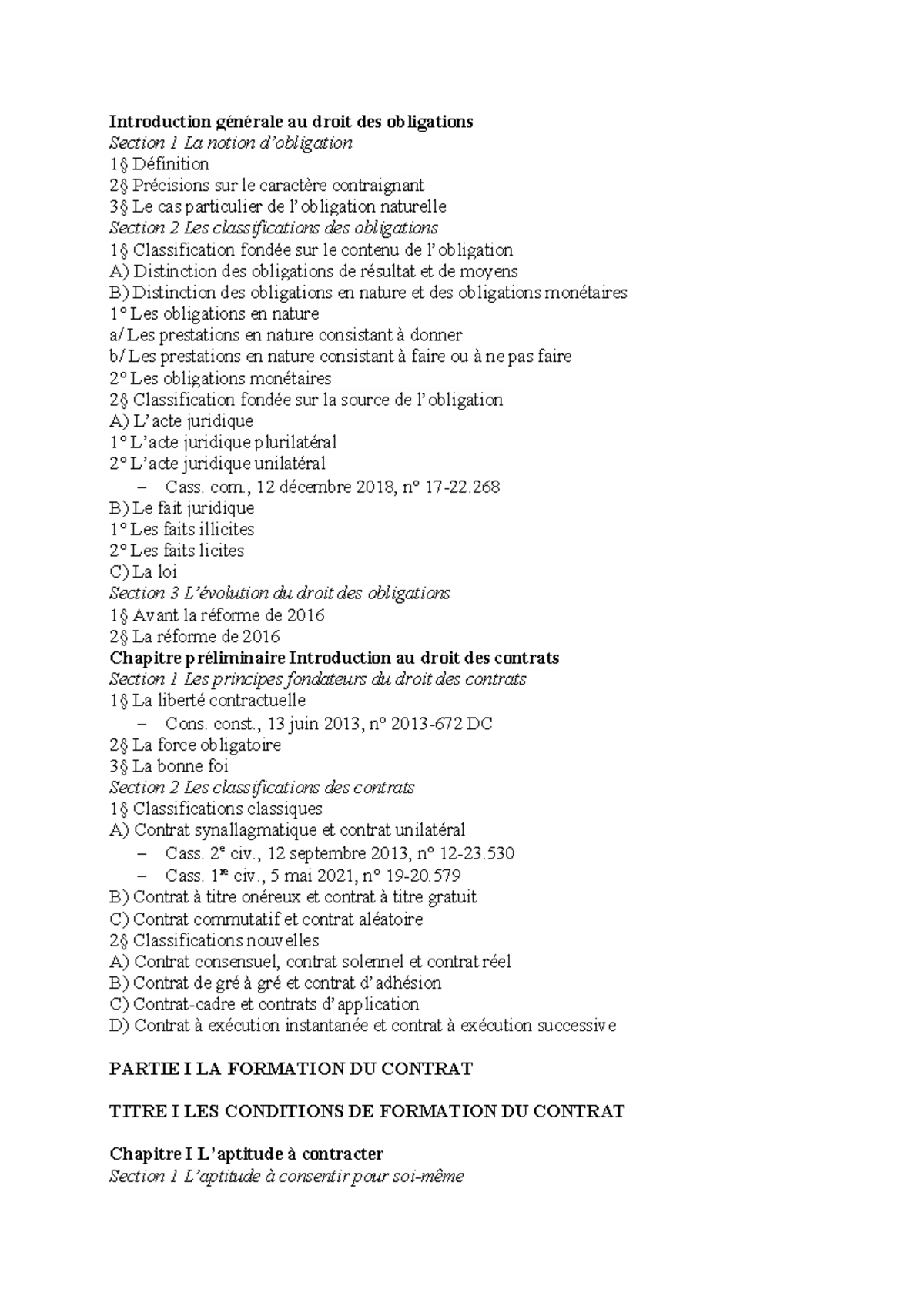 Droit des Obligations : Plan de Cours 2026 - Studocu