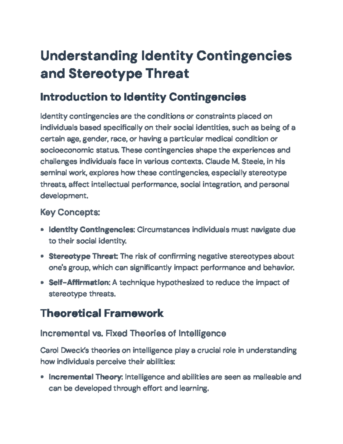 Understanding Identity Contingencies and Stereotype Threats in ...