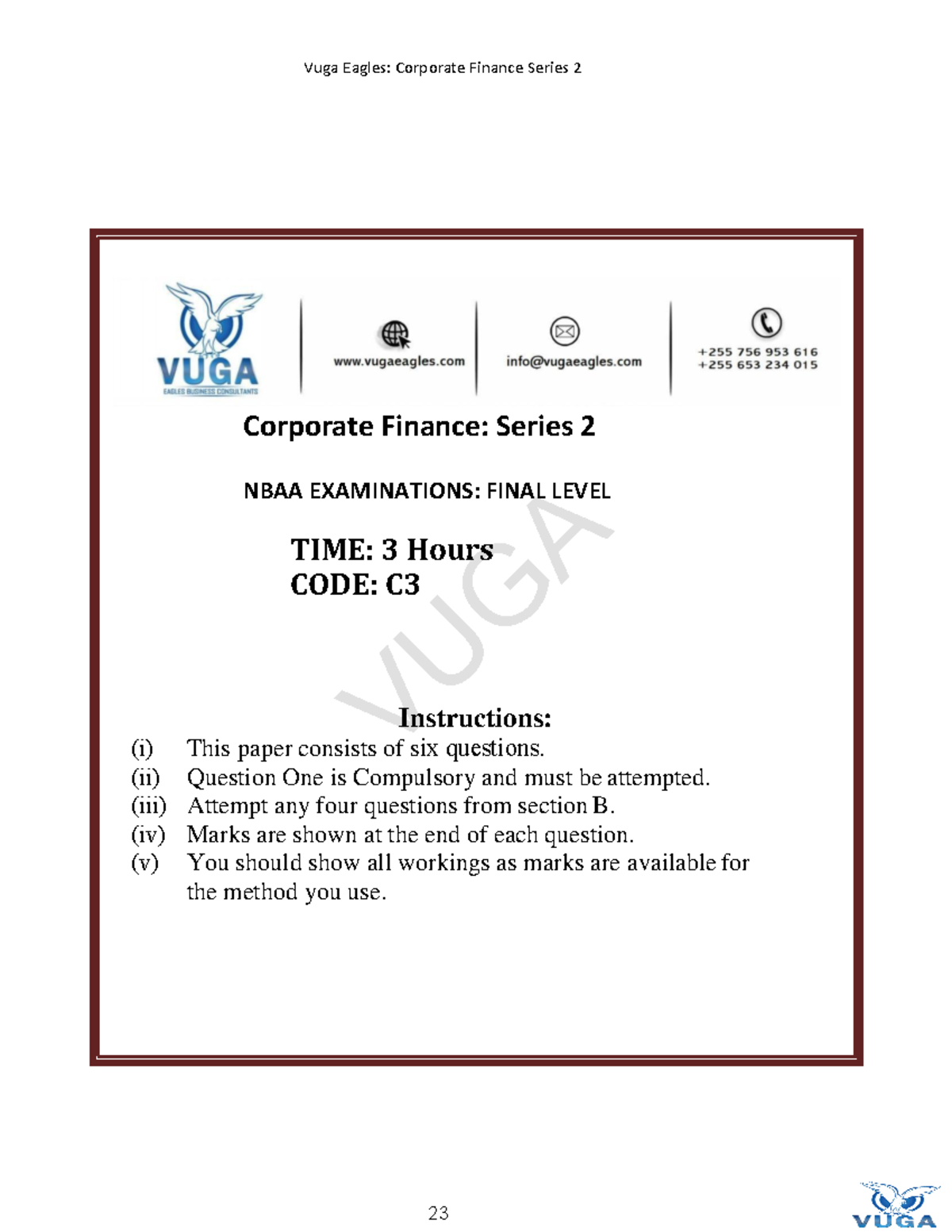 SET2-C3 - Corporate Finance Series 2 Exam Analysis and Solutions - Studocu