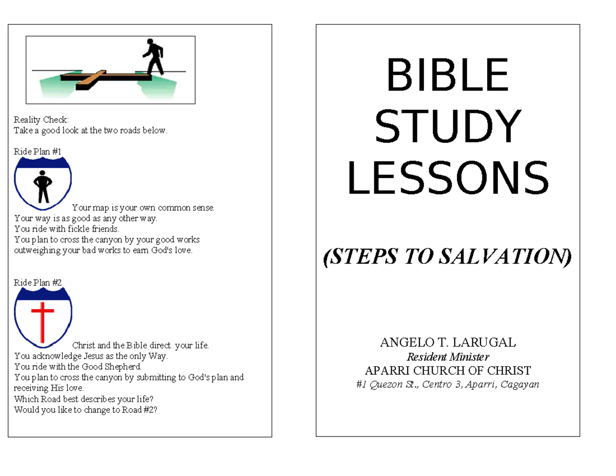 Bible Study Lessons: Steps to Salvation Guide - Studocu