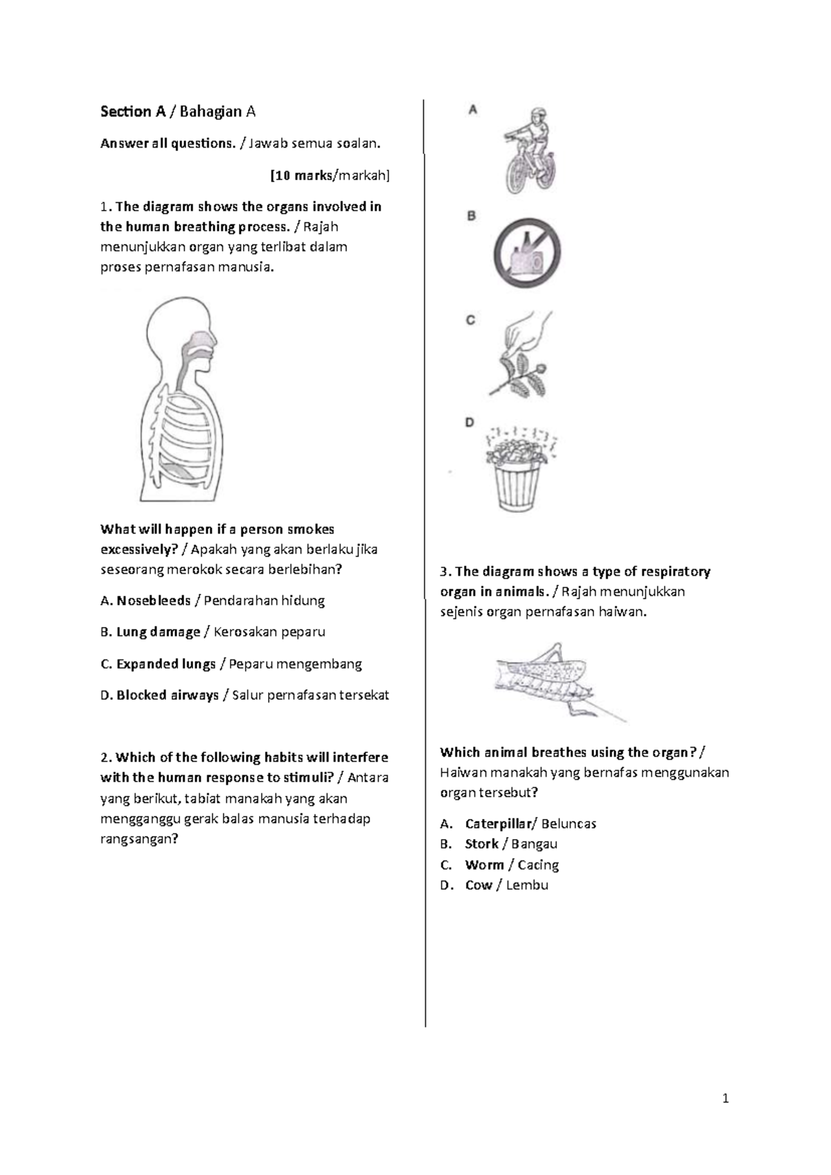 Science UASA Y4 2025 - Exam Paper: Section A & B - Studocu