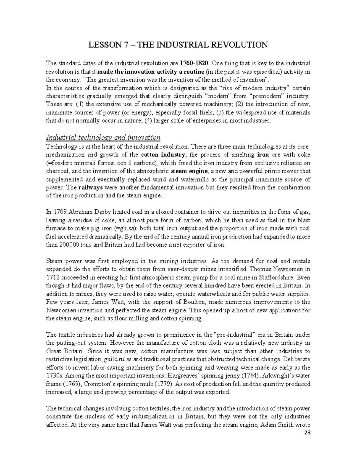 Industrial Revolution Overview: Key Developments and Impact - Studocu