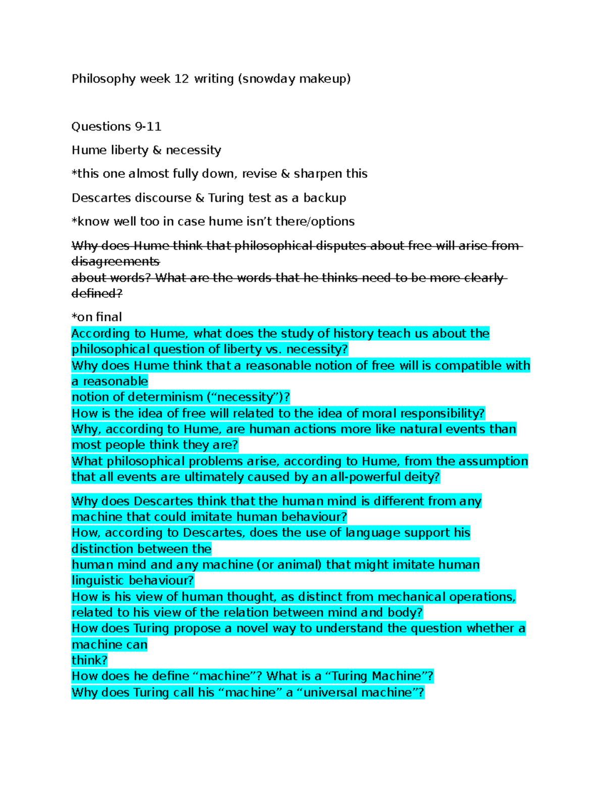 Philosophy notes - Philosophy week 12 writing (snowday makeup ...
