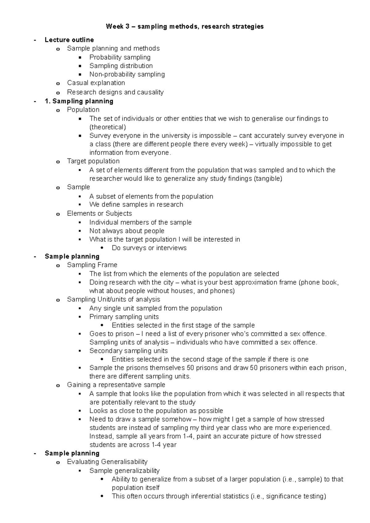 Week 3 sampling methods research strategies - Week 3 – sampling methods ...