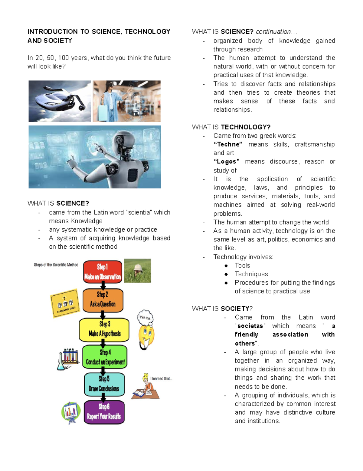 STS - Science, Technology and Society Overview Notes - Studocu