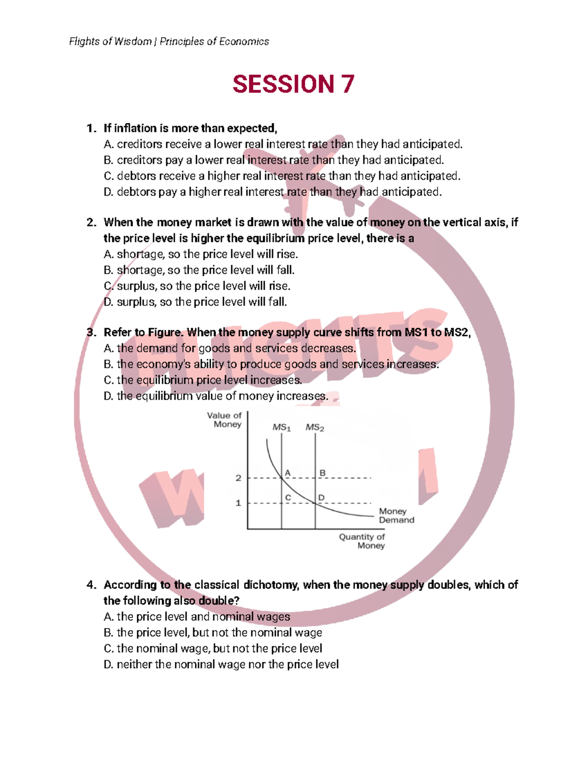 FOW16 PE Session 7 Quiz: Understanding Inflation and Money Supply - Studocu