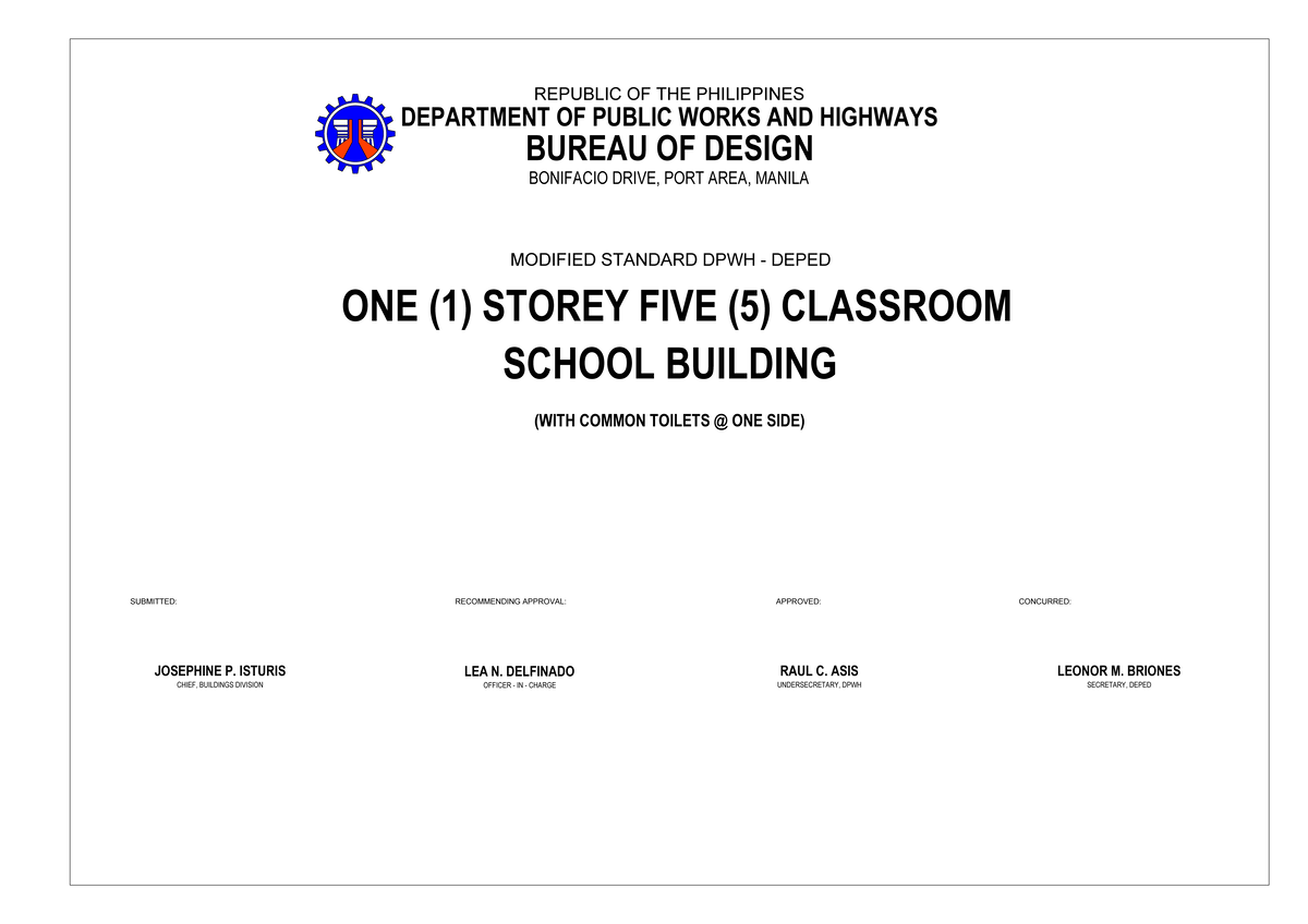 Modified School Building Plan: 1-Storey, 5 Classrooms (DEPED) - Studocu
