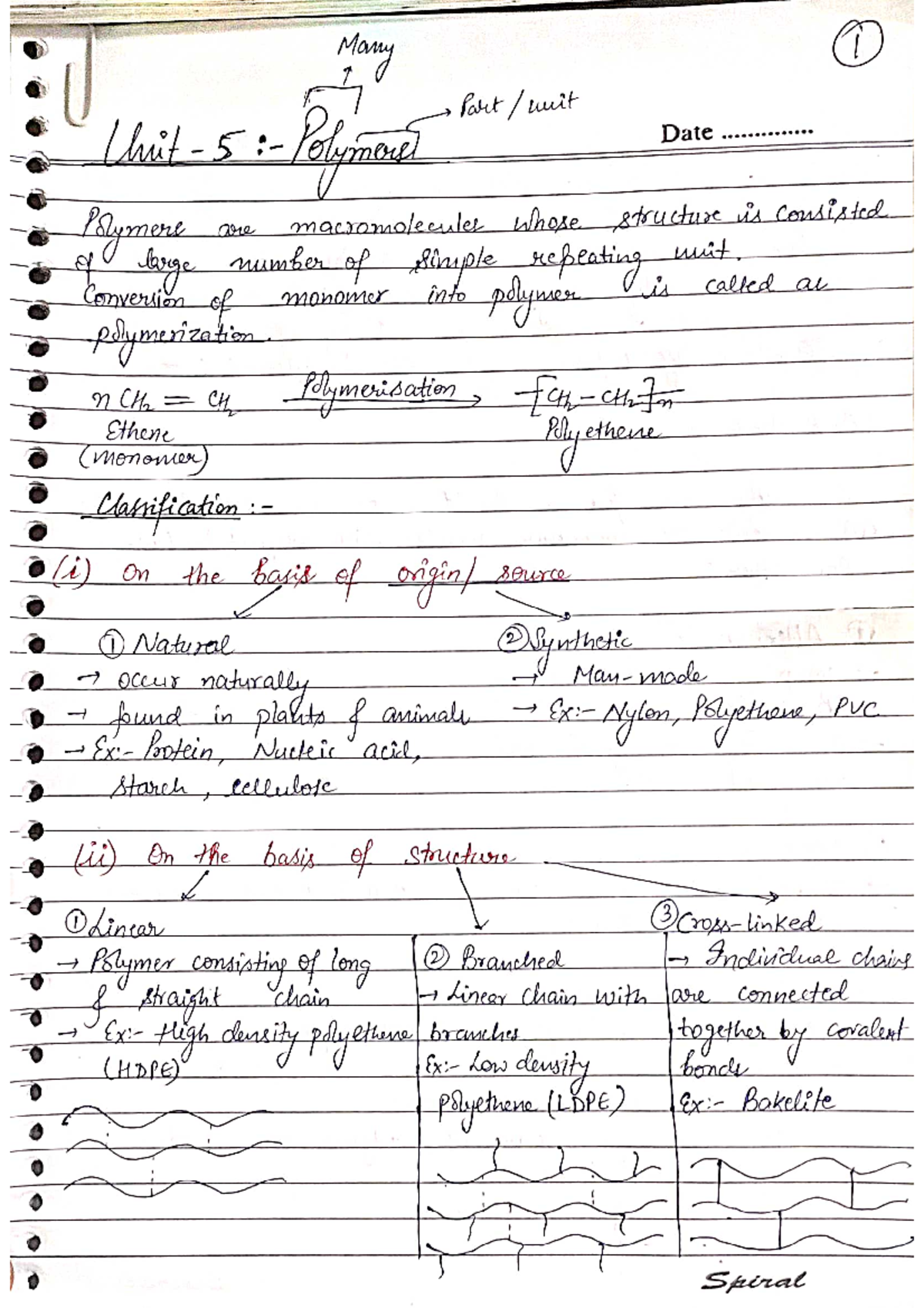Unit 5 Polymer Notes: Key Concepts and Mechanisms - Studocu