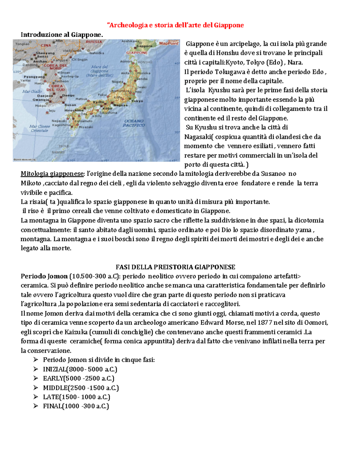 Archeologia e Arte Giapponese: Storia e Mitologia del Giappone - Document Preview