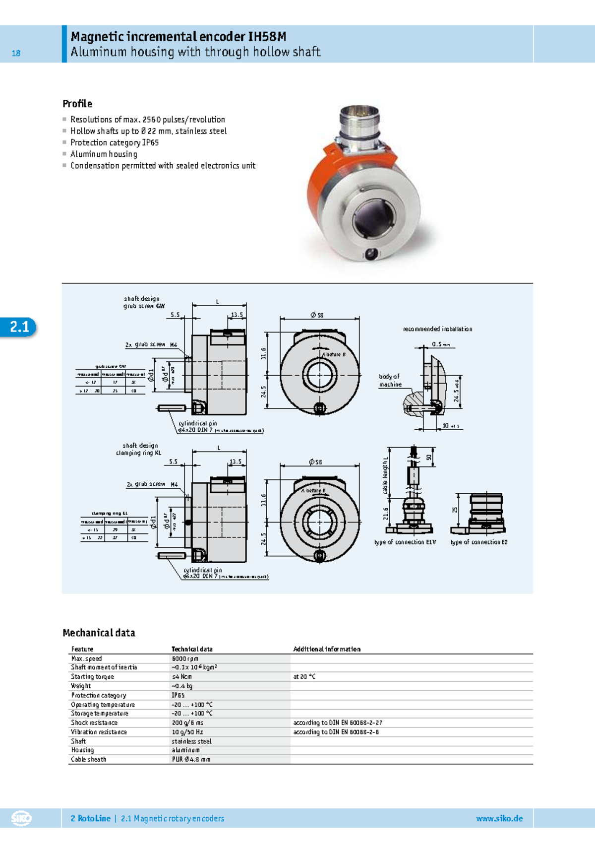 Data Sheet for IH58M Magnetic Incremental Encoder with IP65 Protection ...