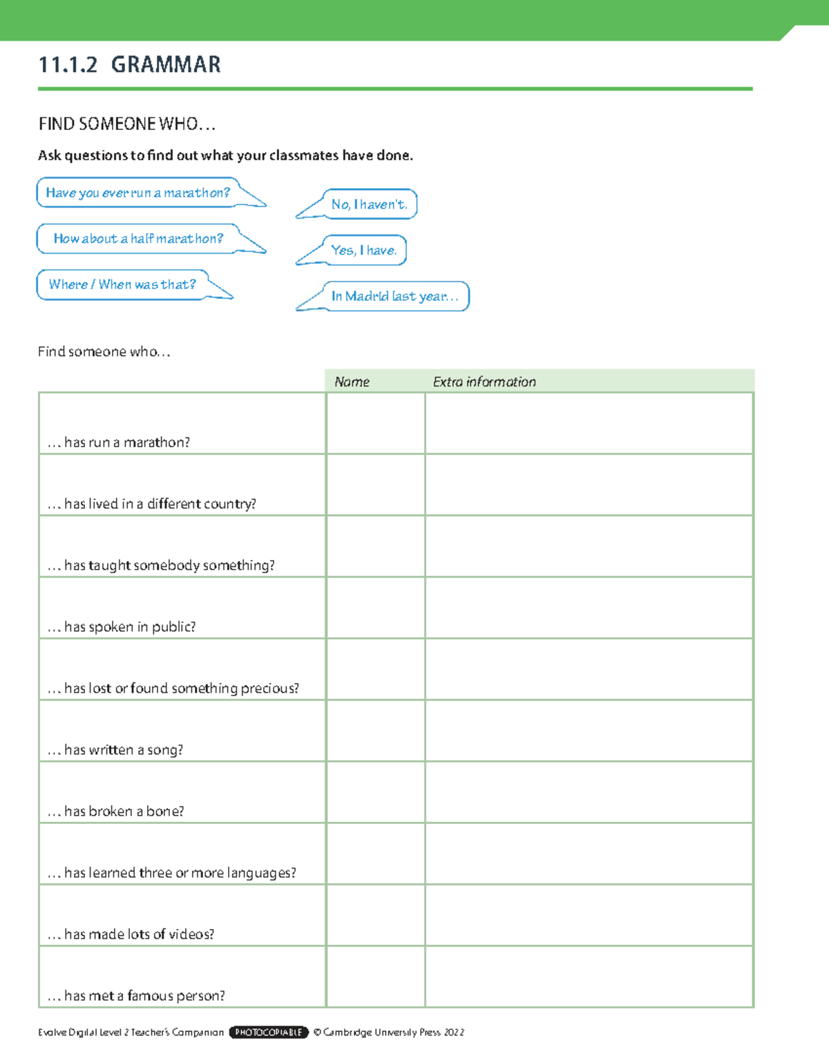Evolve Digital Level 2 Worksheets 11.1: Grammar Activities - Studocu