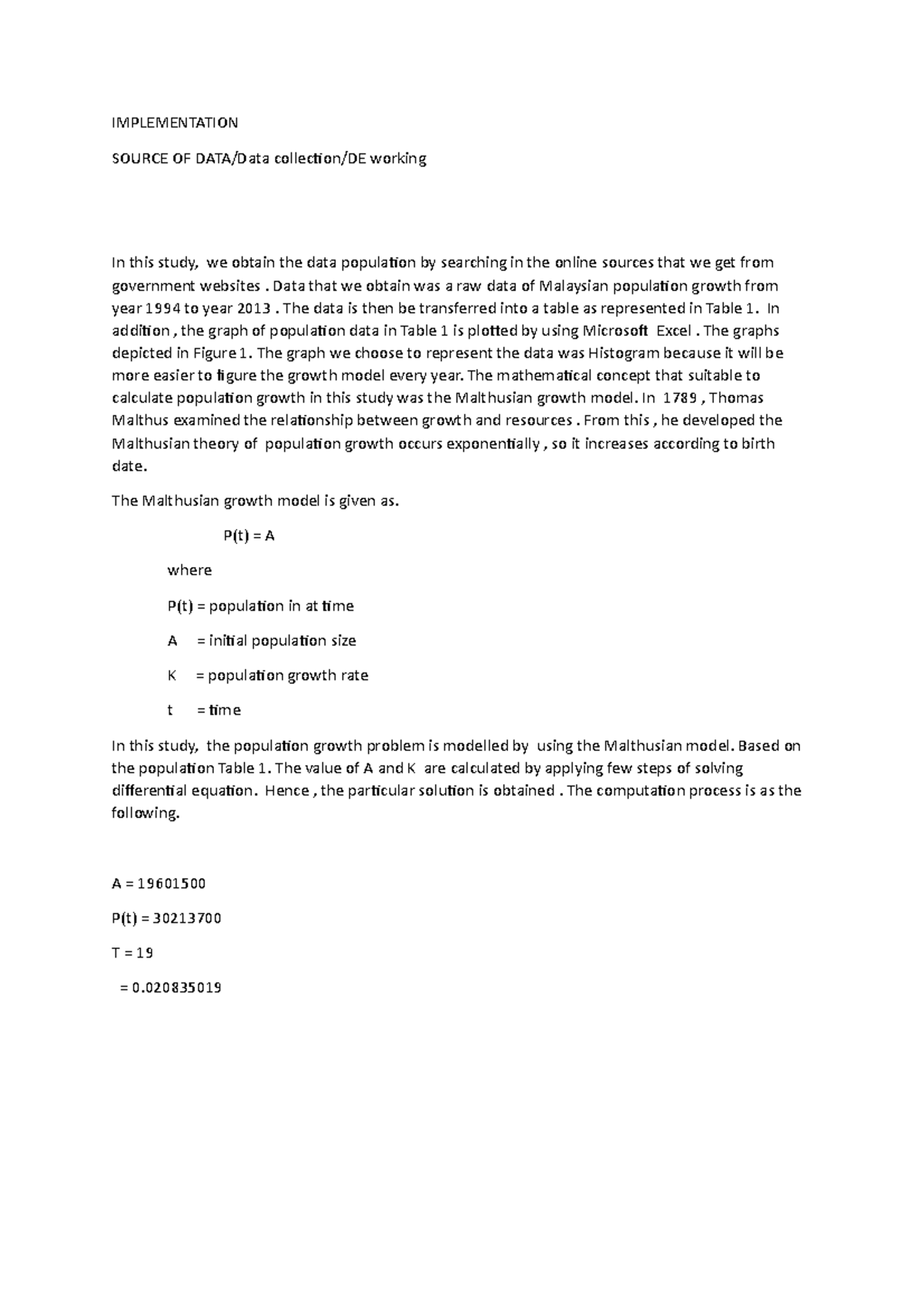 MATH Assignment AT uTAR: Population Growth Analysis Using Malthusian ...