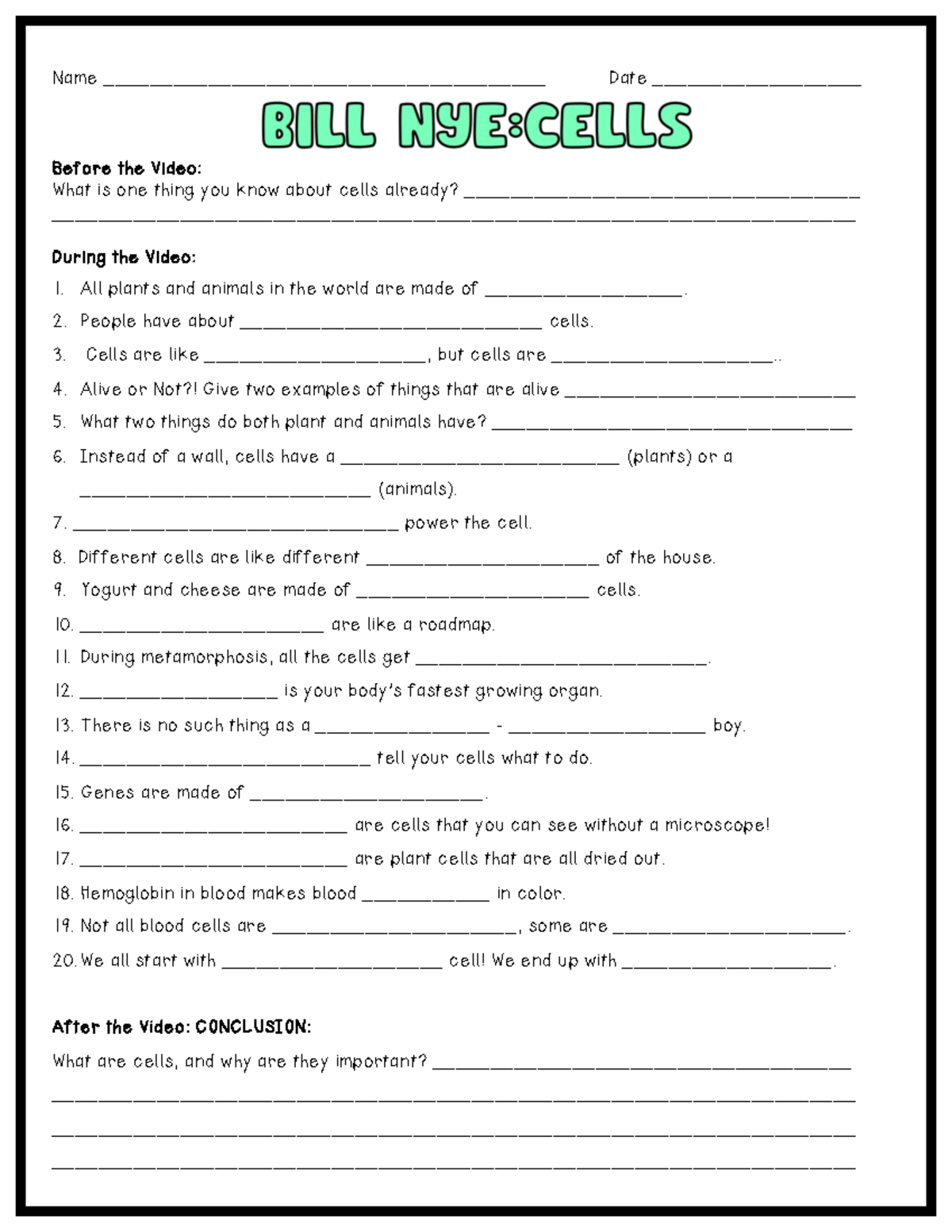 Bill Nye Cells Video Worksheet with Answer Key - Science 101 - Studocu, image size:1200x1553