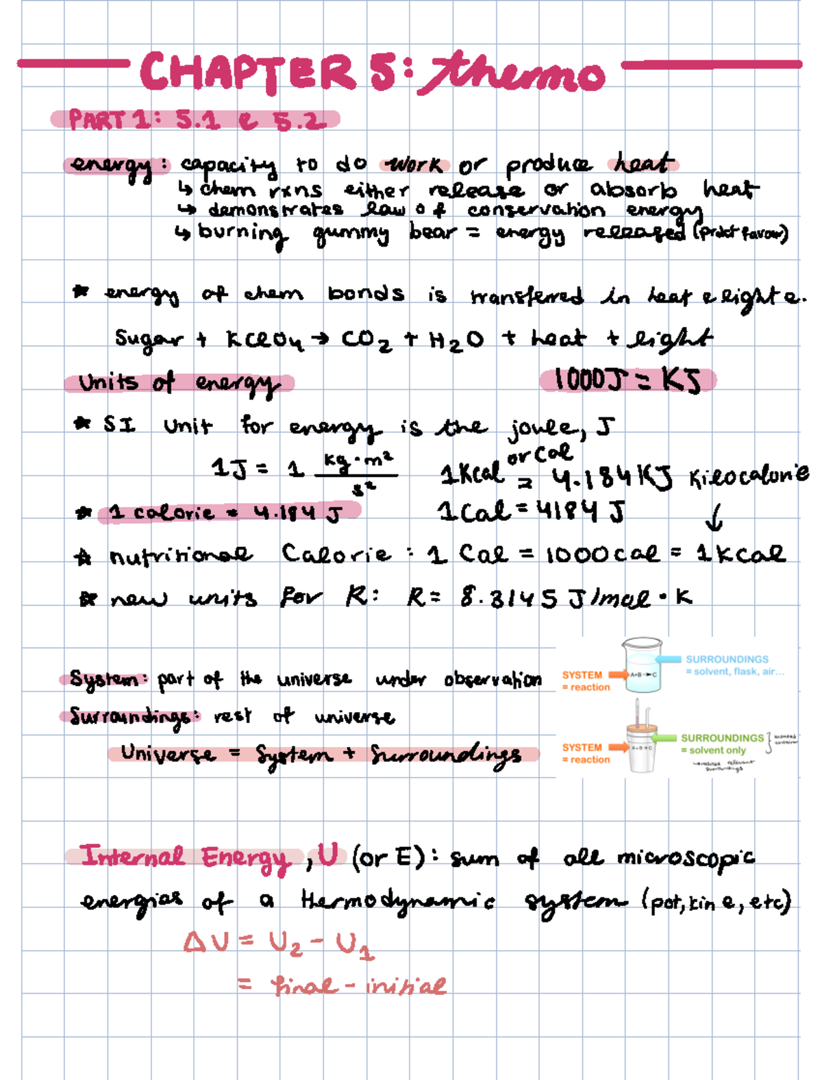 Ch5 notes - CHAPTER 5 ####### thermo PART 1 5 I 5. energy capacity to ...