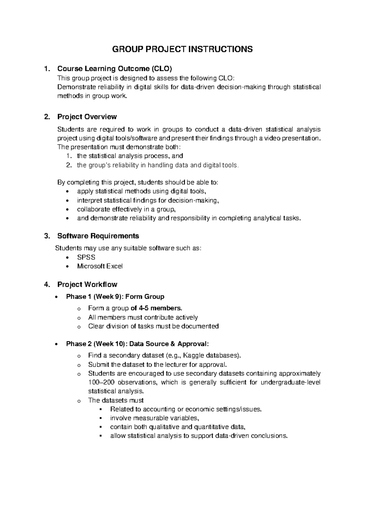 STA406 - Group Project Guidelines for Statistical Analysis - Studocu