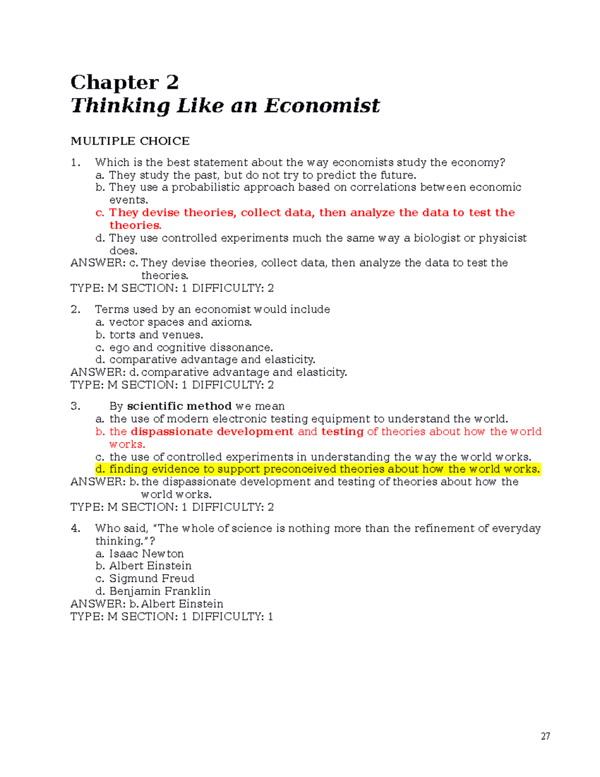 Chapter 02 - Thinking Like an Economist Practice Questions - Studocu