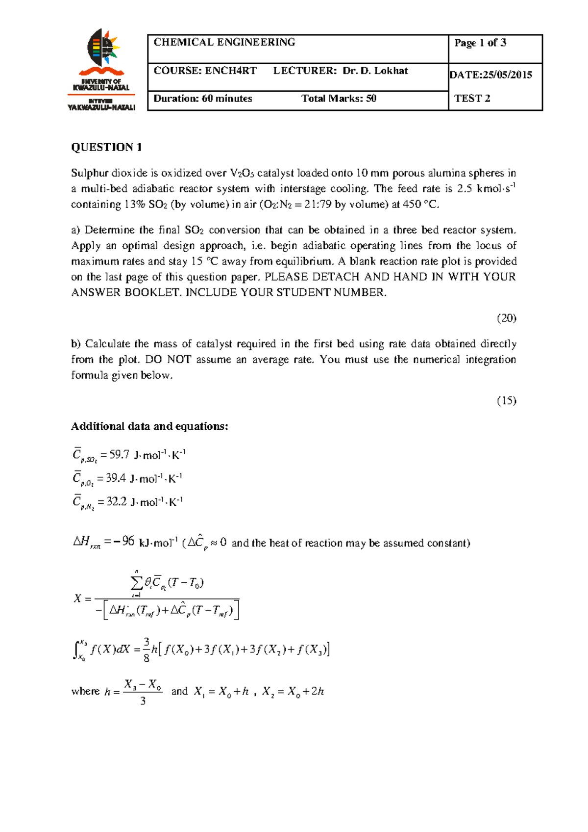 ENCH4RT 2015 Final Test Questions and Solutions - Studocu