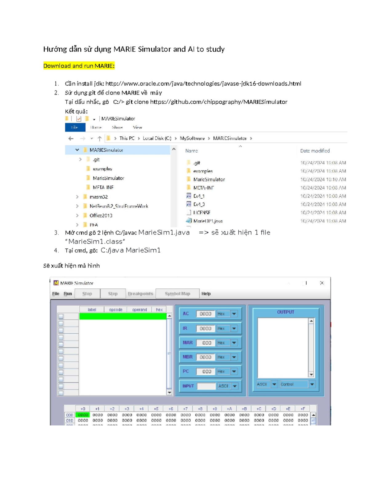 Hướng dẫn sử dụng MARIE Simulator để mô phỏng FCFS Scheduling (SE182248 ...