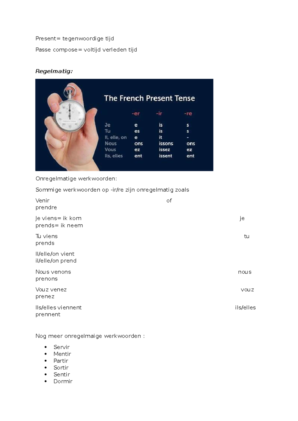 H1 Grammar Overview: Tenses and Irregular Verbs in Dutch - Studeersnel
