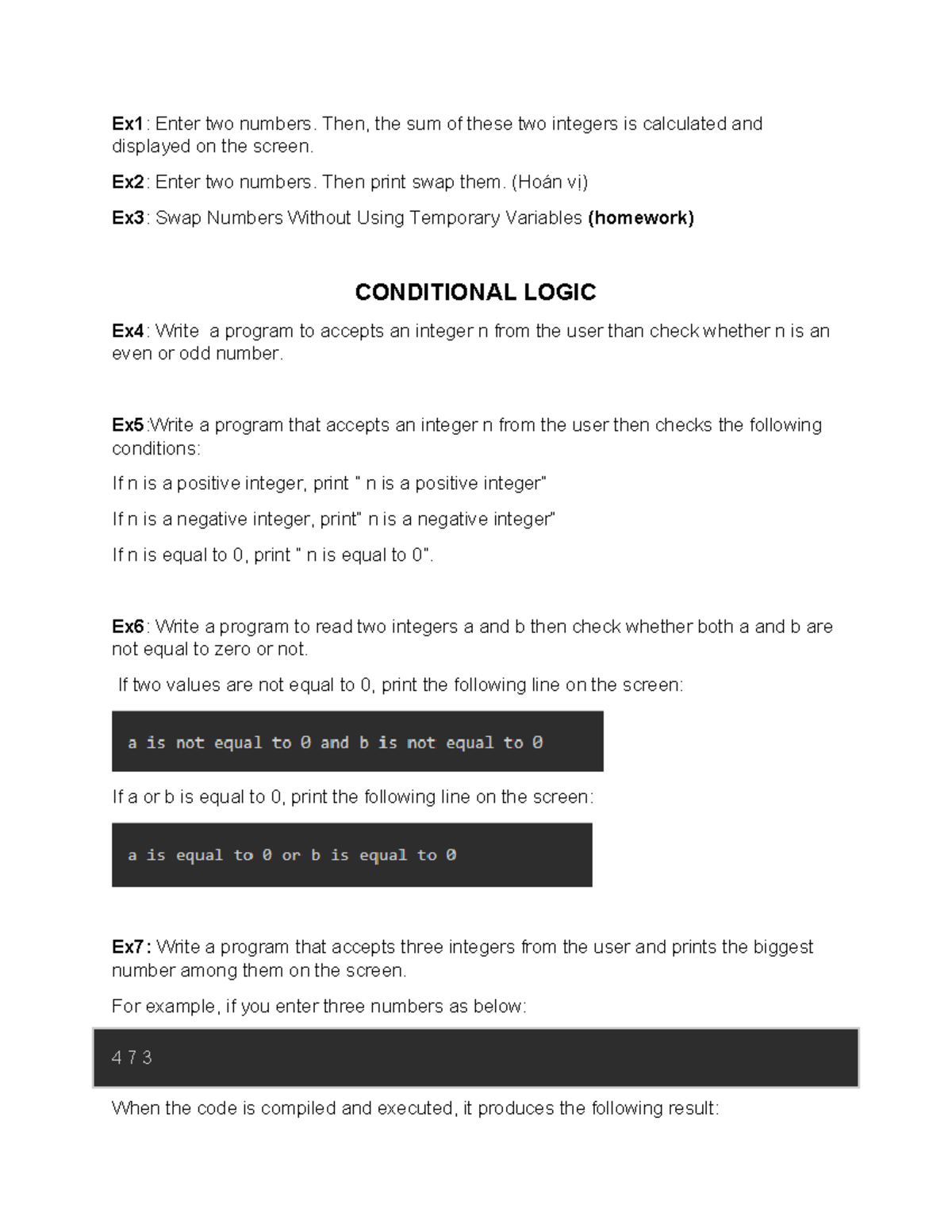 Workshop 2: Conditional Logic Exercises (CS101) - Studocu