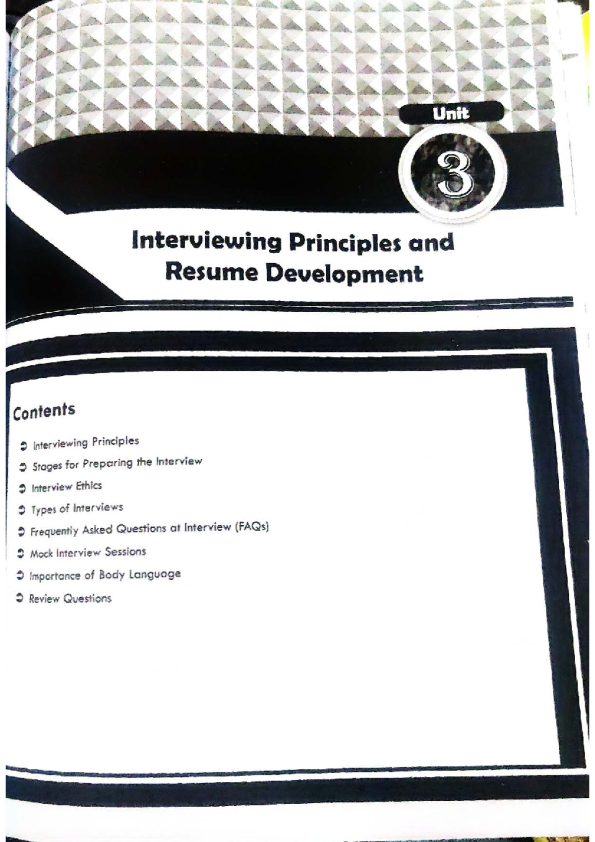 PBC 3: Interviewing Principles & Resume Development Guide - Studocu