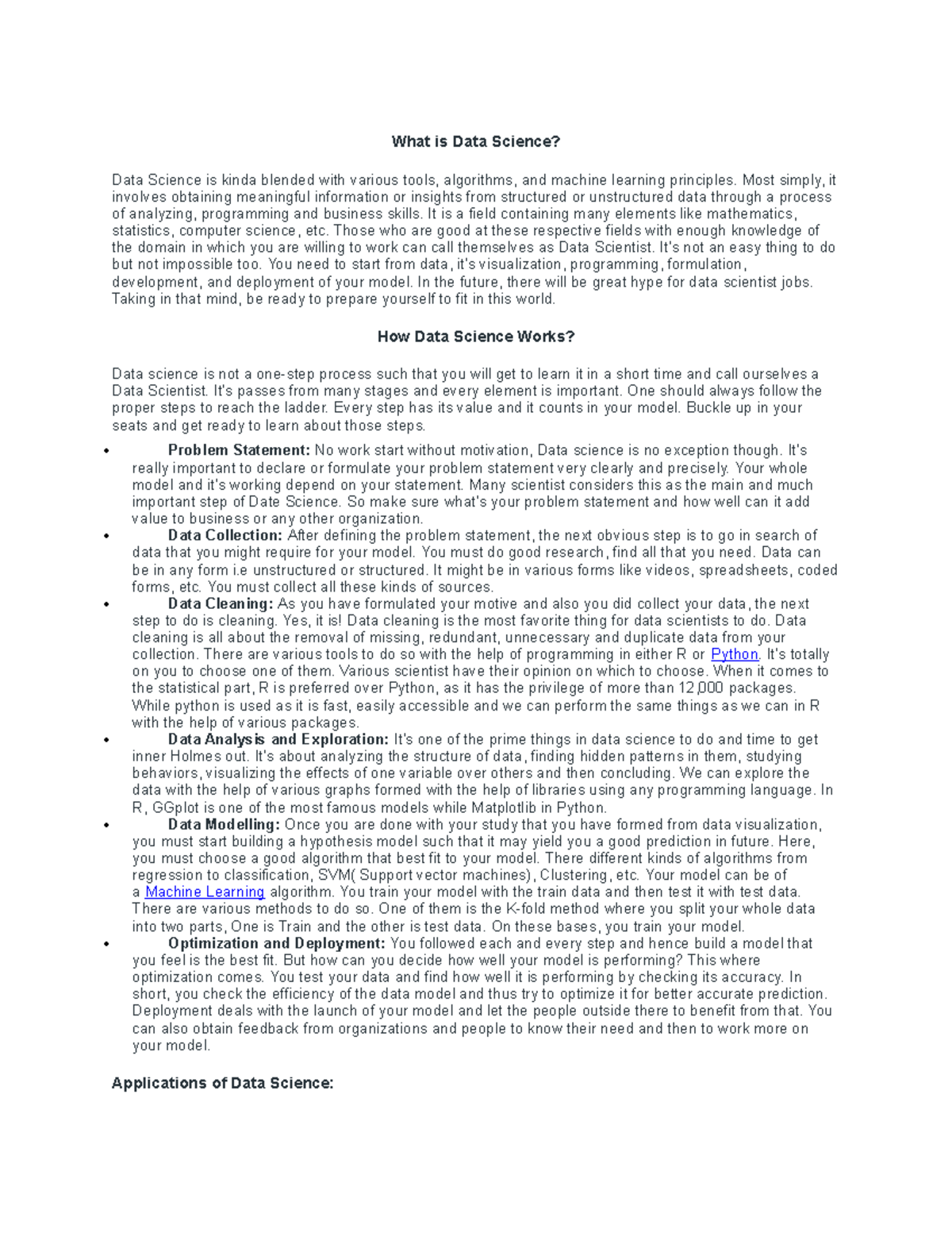Data Science m-1 part-1 - What is Data Science? Data Science is kinda ...