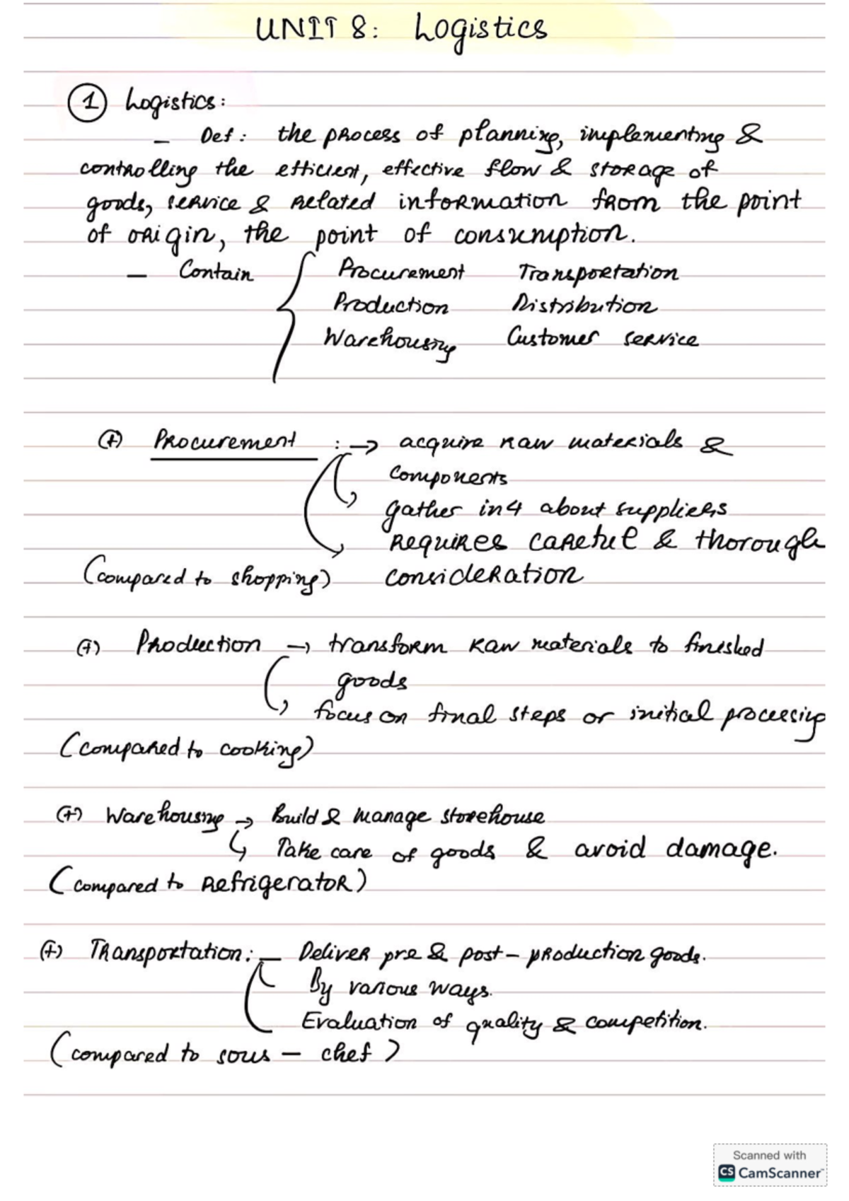 Unit 8 - Logistics: Efficient Flow and Supply Chain Management - Studocu