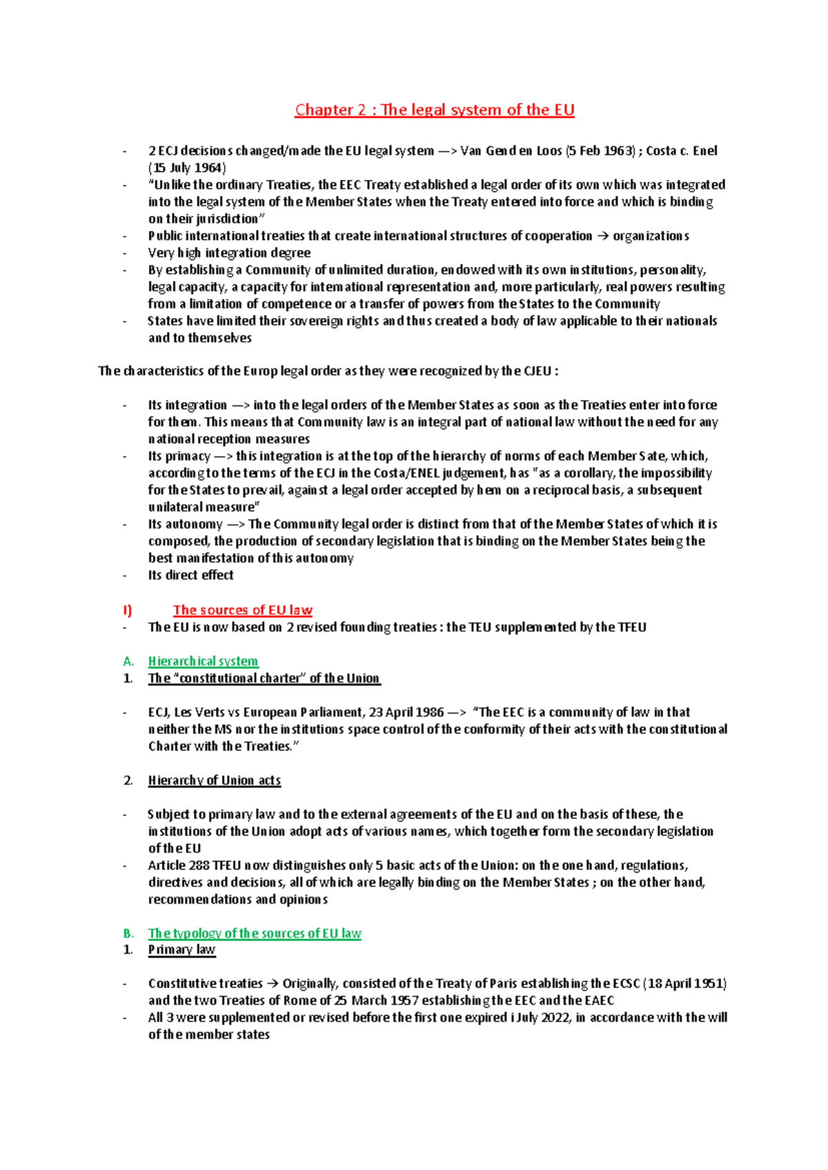 Chapter 2: Overview of the EU's Legal Framework and Integration - Studocu