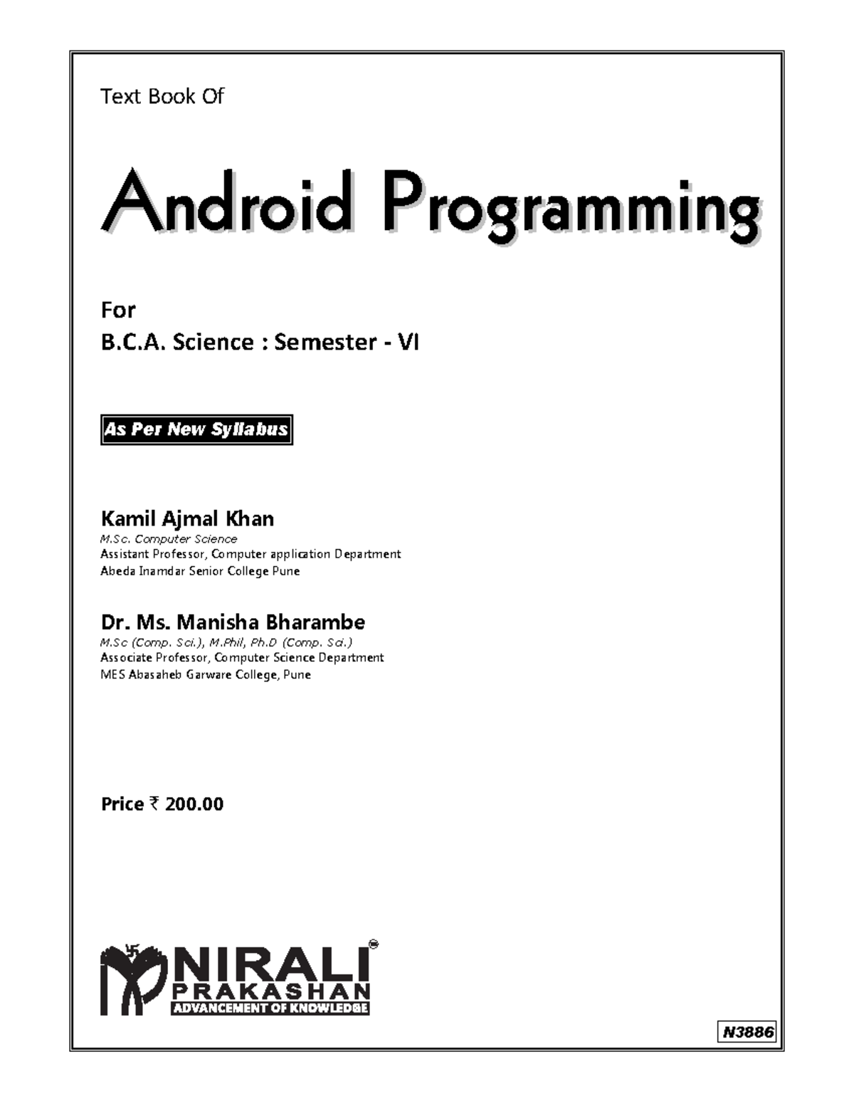 **N3886 Android Programming Textbook - BCA Science Semester 6** - Studocu