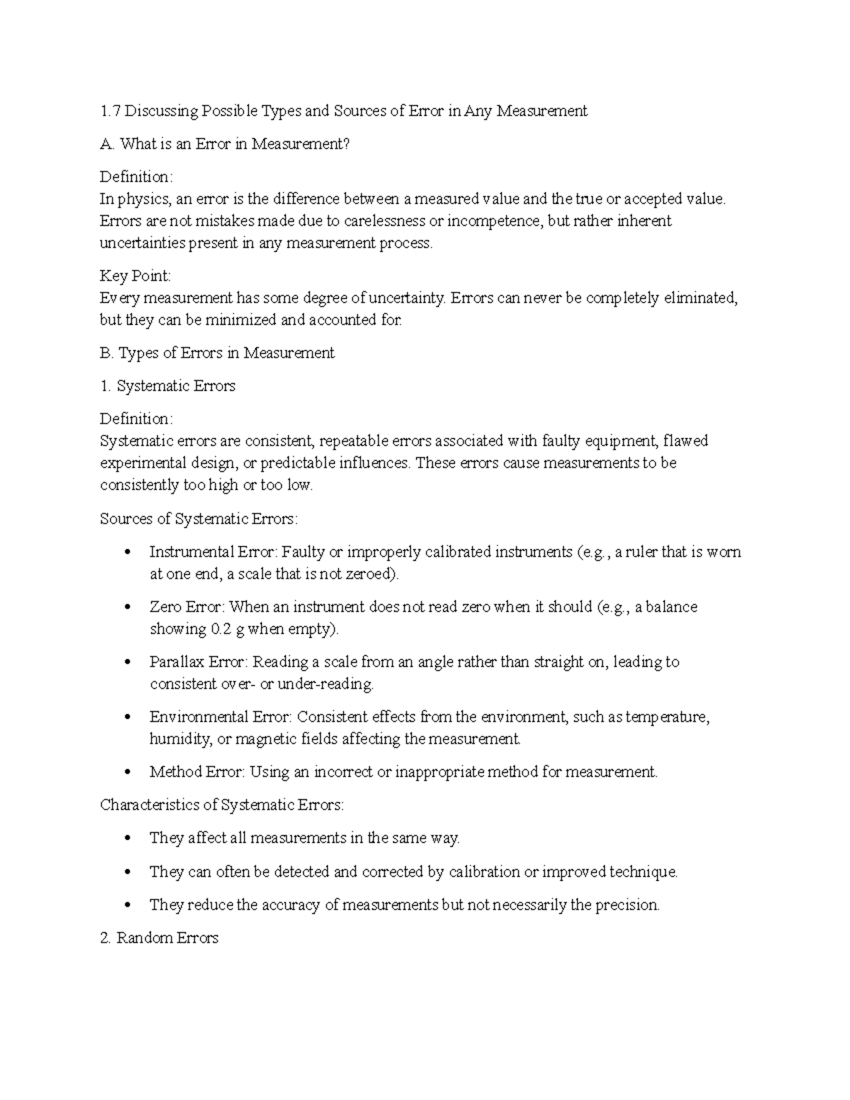 1.7 Types and Sources of Measurement Errors in Physics - Studocu