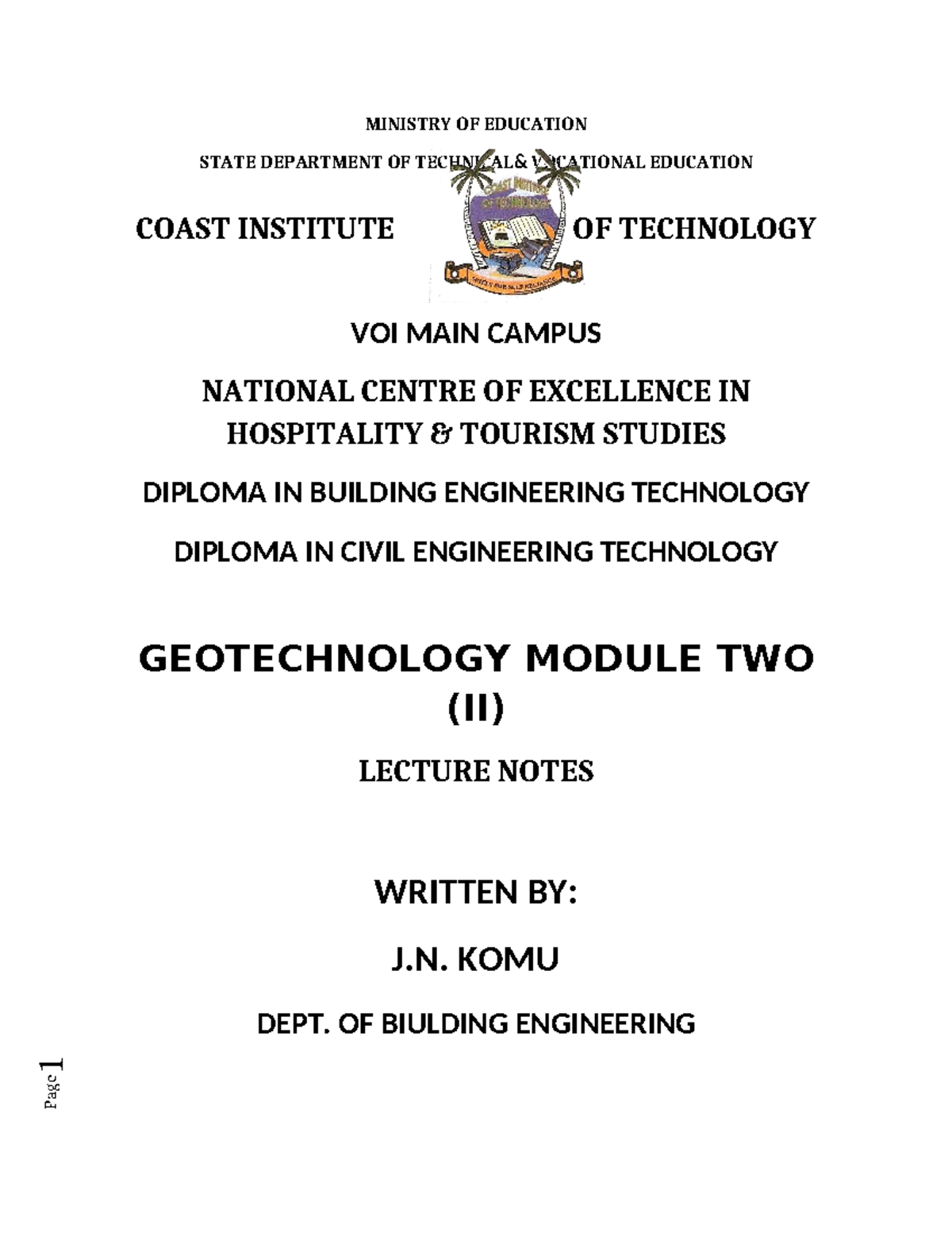 Geotechnology Module II Lecture Notes - Building & Civil Engineering ...