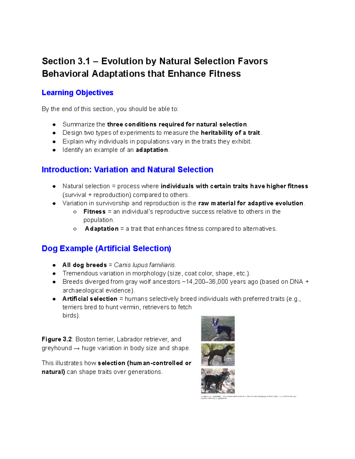 Lifesci 2D03 Chapter 3: Natural Selection and Behavioral Adaptations ...