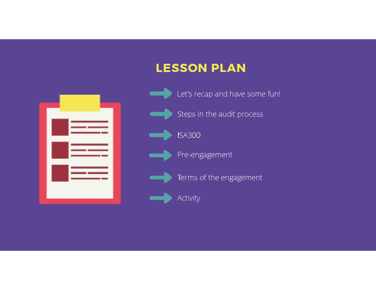 LU6 Audit Planning Lesson: Steps in the Audit Process ISA300 - Studocu