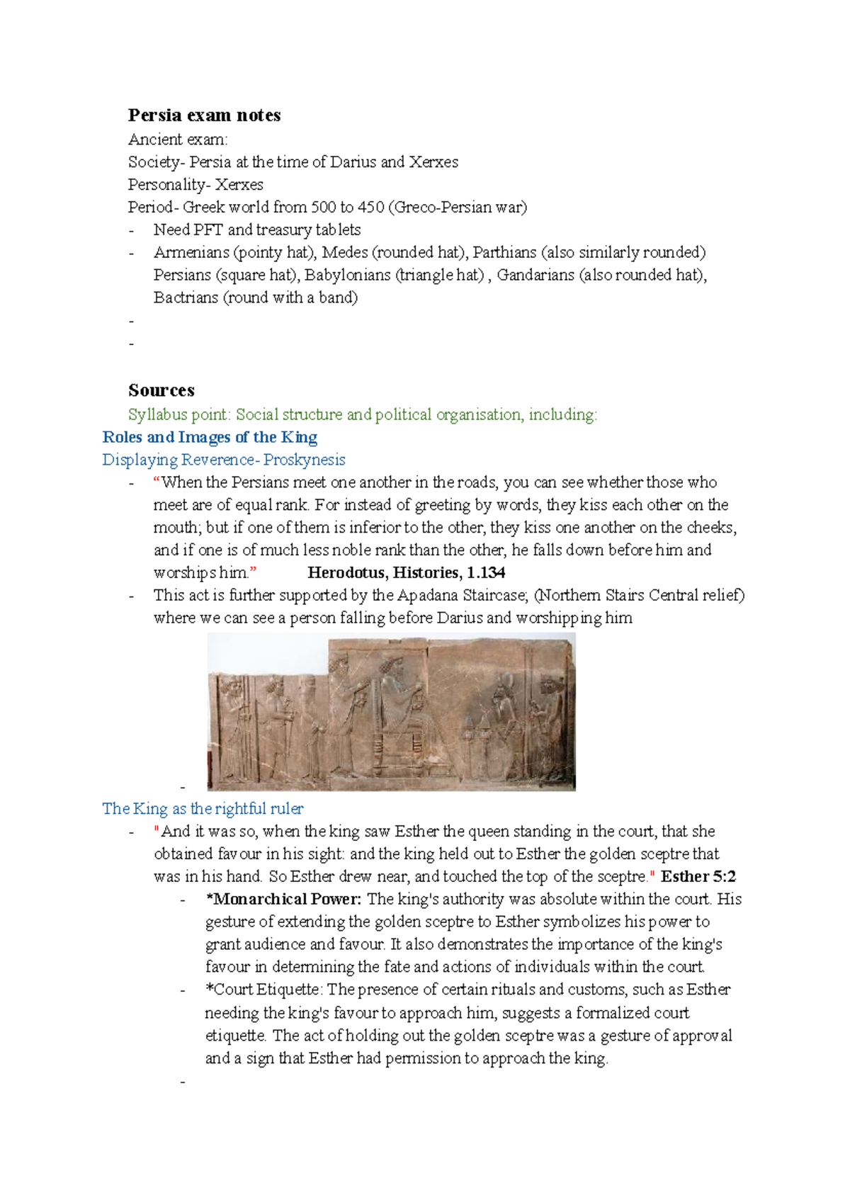 Persia Exam Notes: Darius and Xerxes - Document Preview