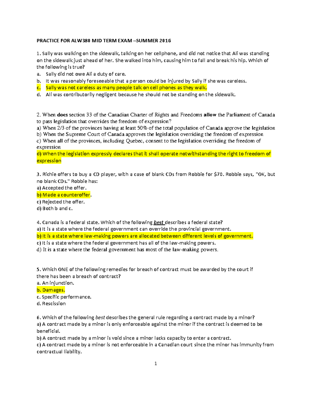 Practice questions Before Mid Term WITH answers 2 - Warning: TT ...