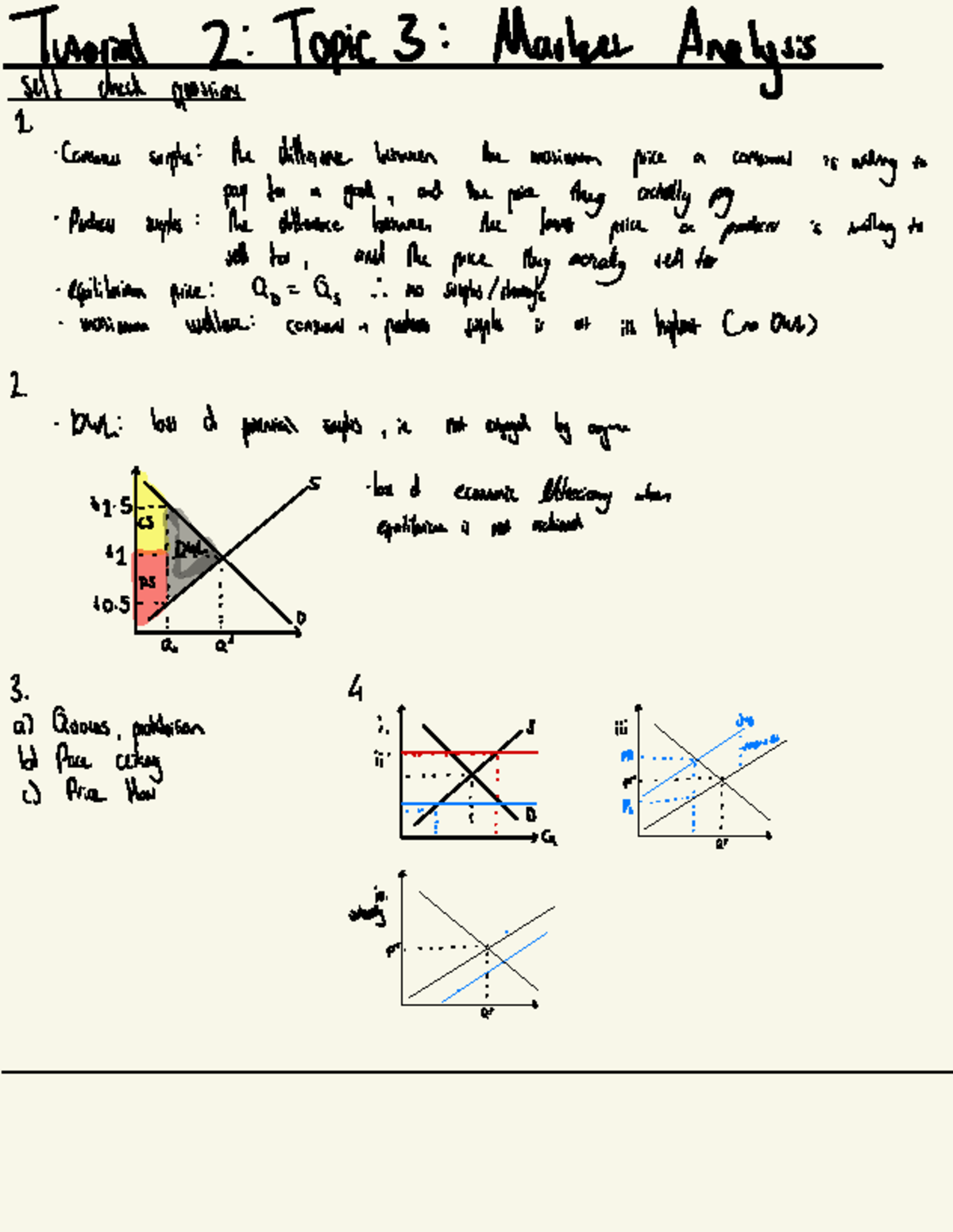 Economics Tutorial p1: Market Analysis & Surplus Concepts - Studocu