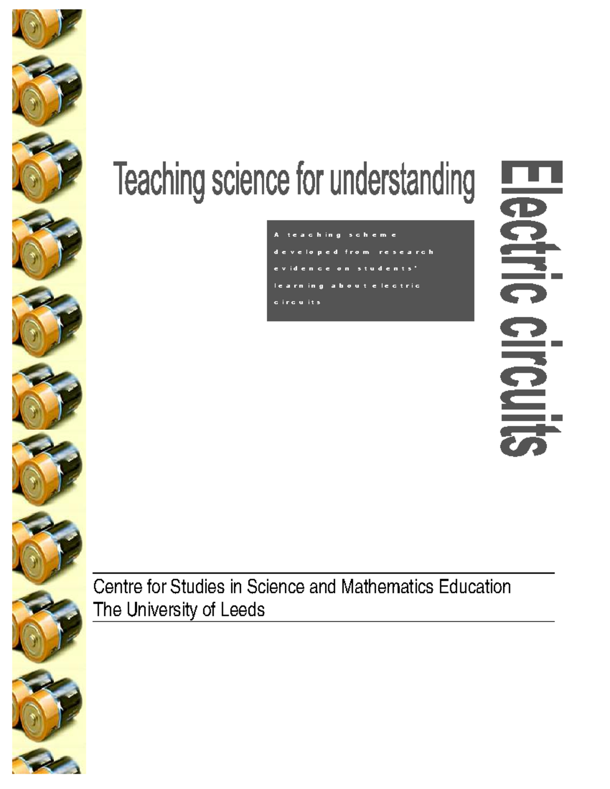 Teaching Science for Understanding: Electric Circuits (FLUFXLWV) - Studocu