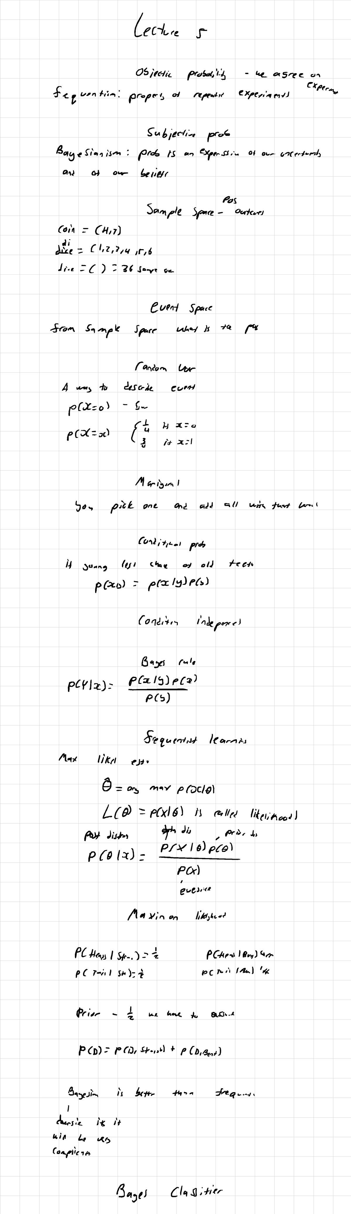 ML Prob - Lecture 5 Notes on Subjective Probability - Studeersnel