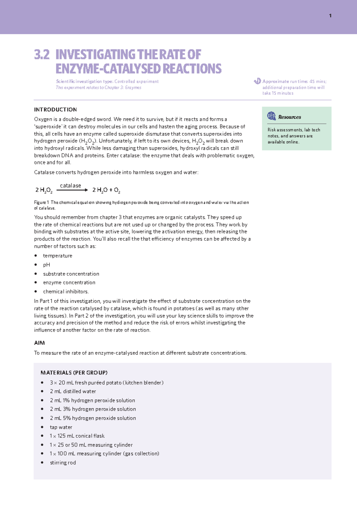 Lab Tech Notes 3: Investigating Catalase Activity in Enzyme Reactions ...