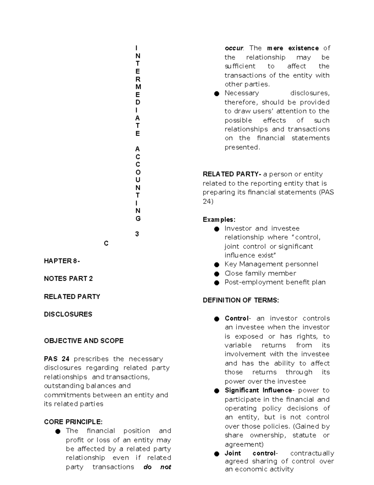Notes PART 2 Chapter 8 - I N T E R M E D I A T E A C C O U N T I N G 3 ...