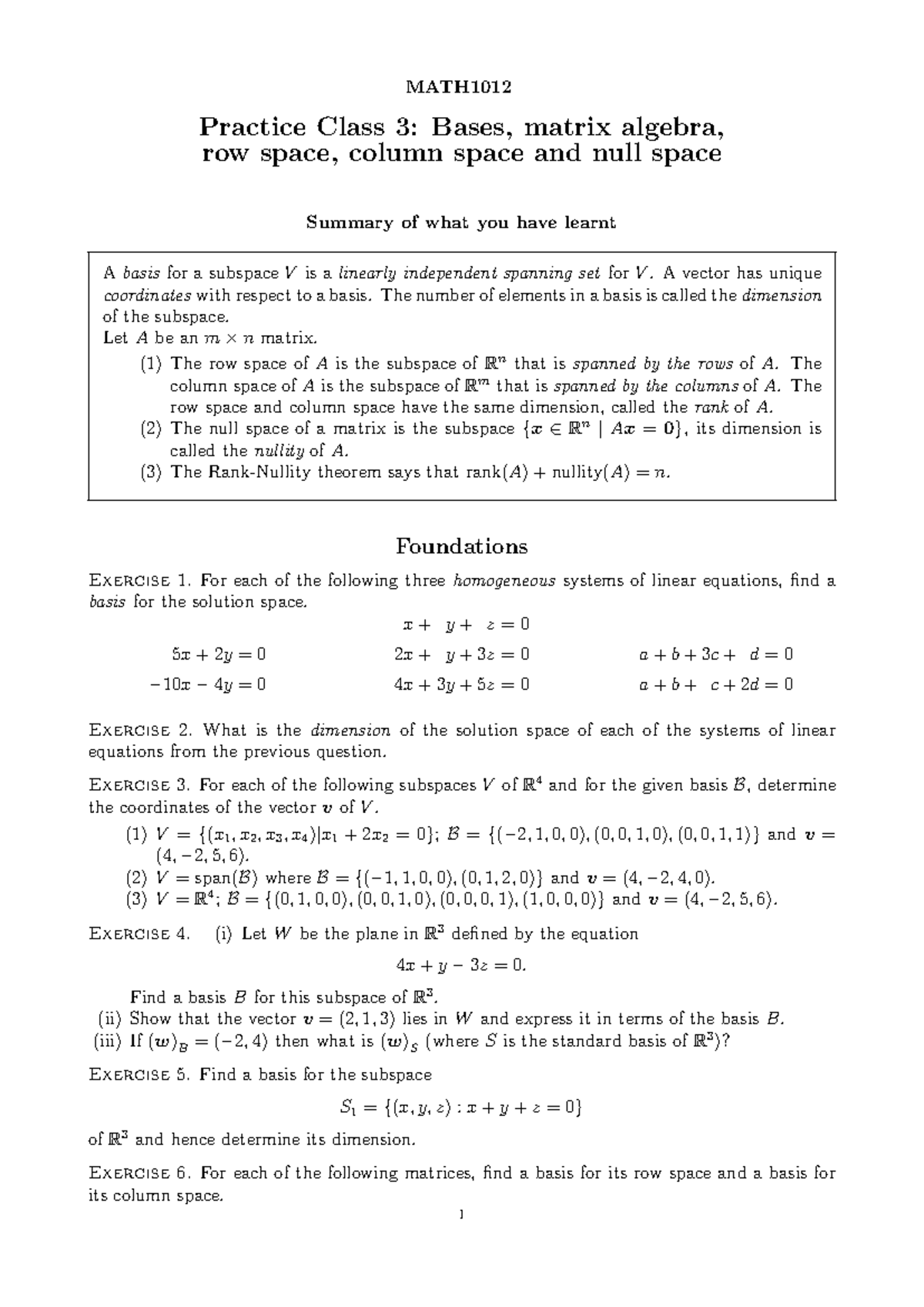 Prac3 - Practical 3 of MATH1012 - MATH Practice Class 3: Bases, matrix ...